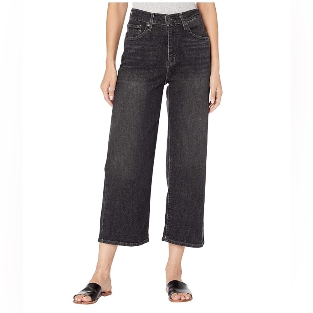 Levi's Mile High Rise Button Front Black Wide Leg Jeans Size 30